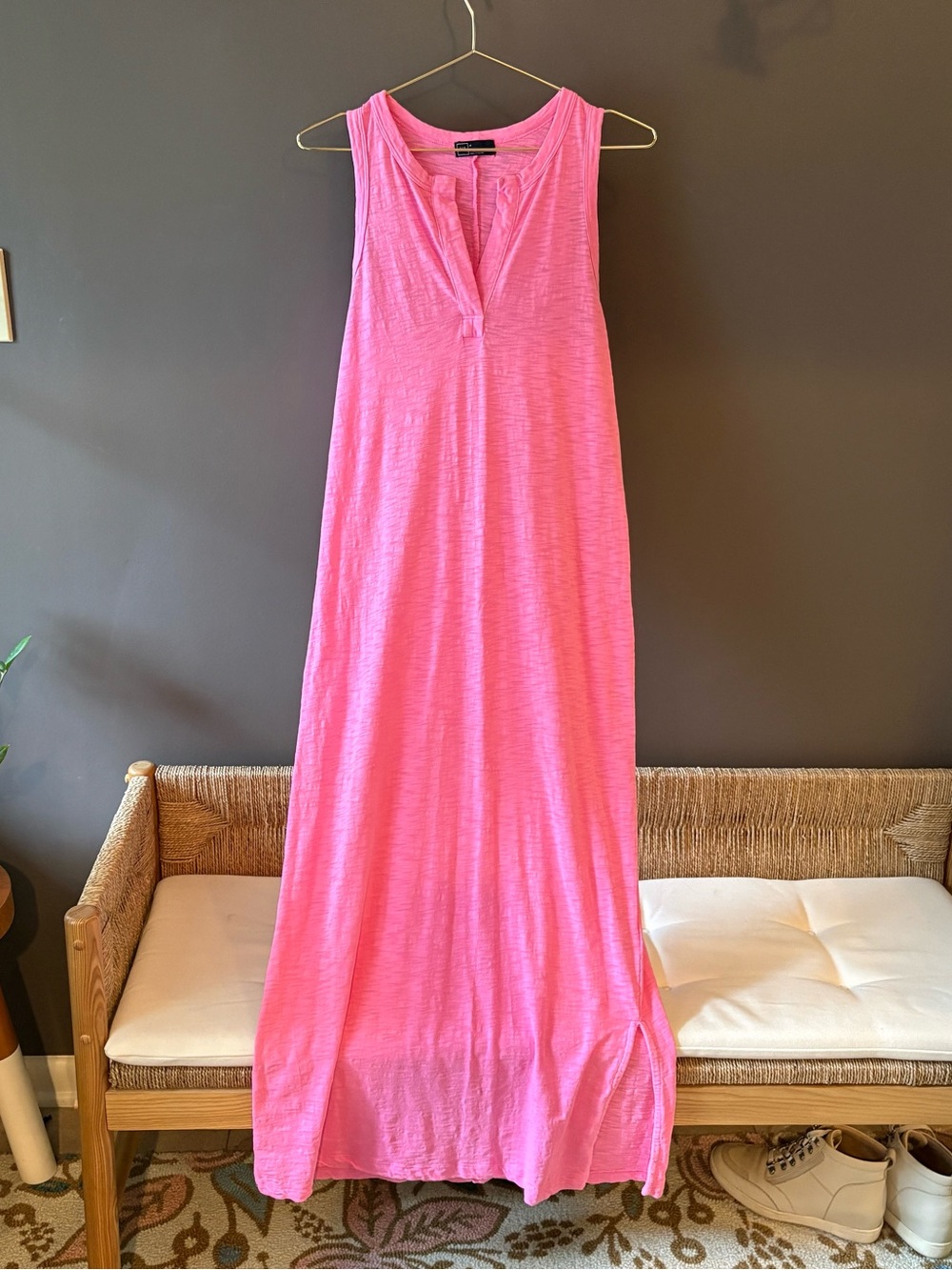 Gap Slub Maxi Dress in Neon Pink - Medium